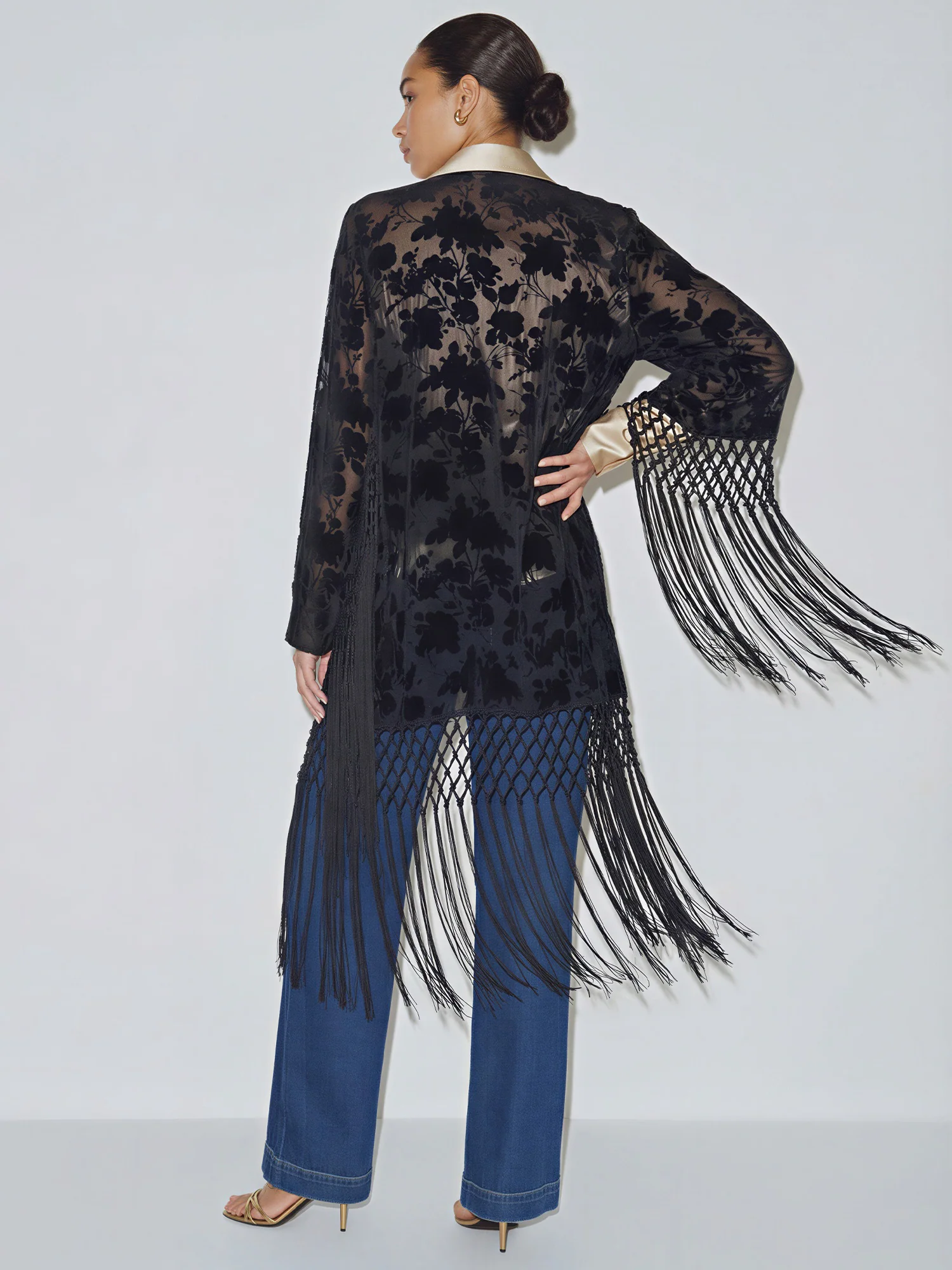 Fringe Duster Burnout Velvet Wrap - Image 2