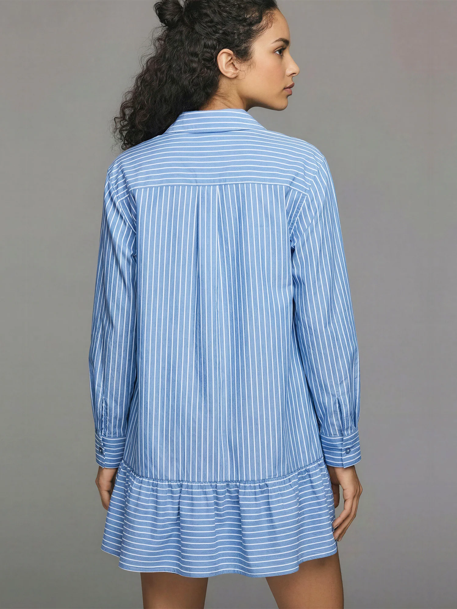 Hidden Zip Up Bubble Hem Shirt Dress - Image 4