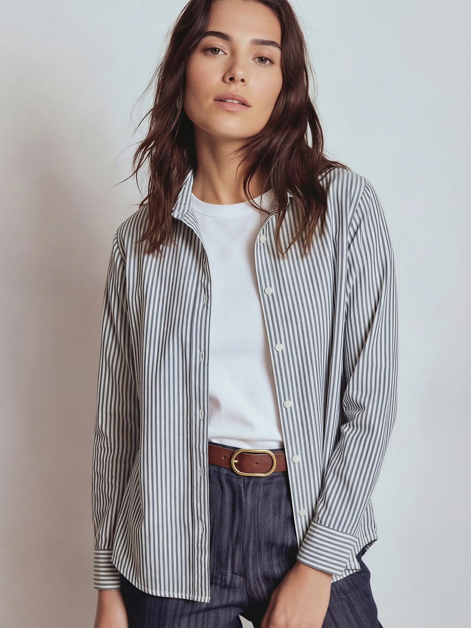 Long Sleeve Stripe Button Down Shirt