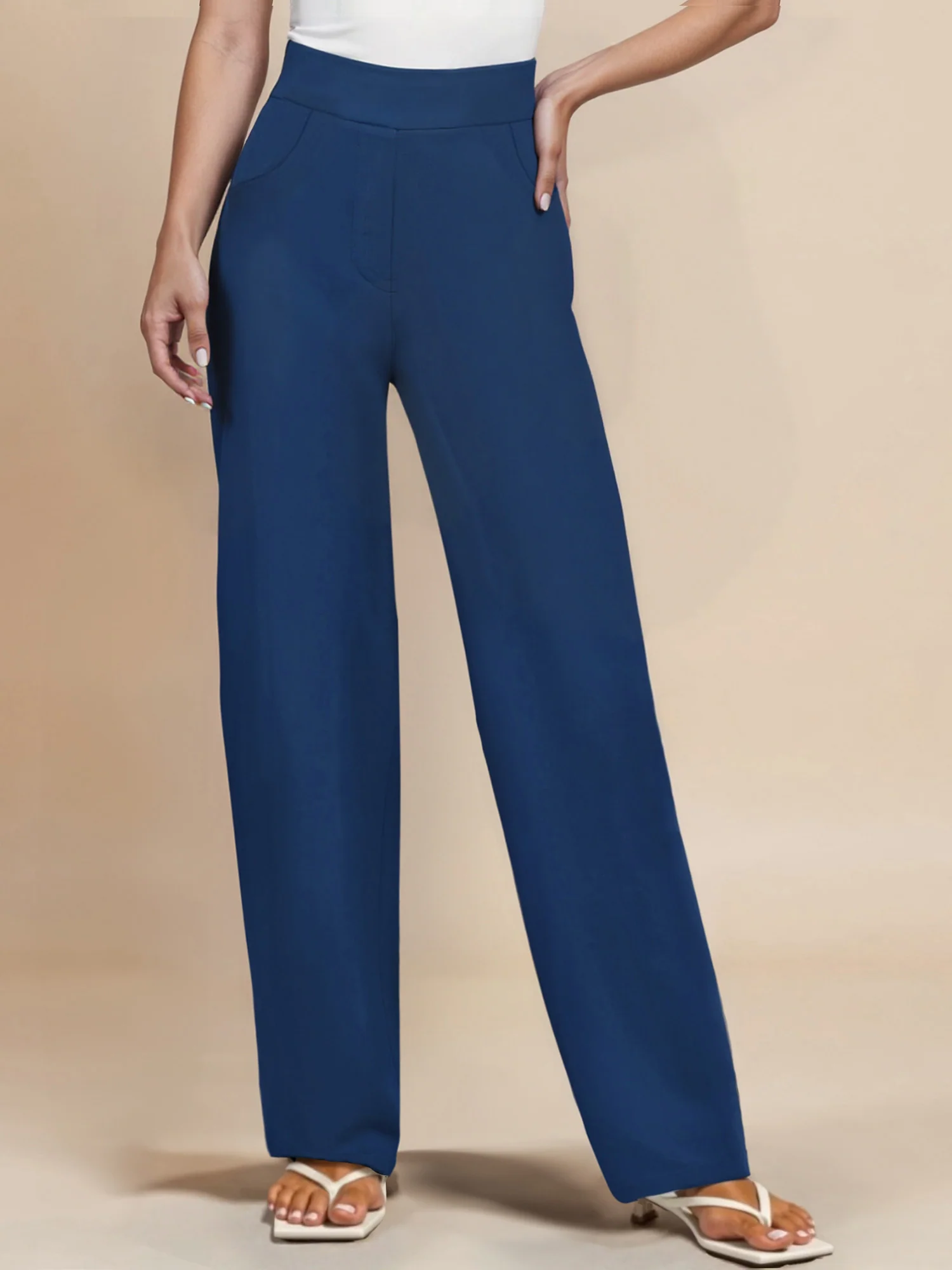 Petite Ponte Wide Leg Mid Rise Pant - Image 2