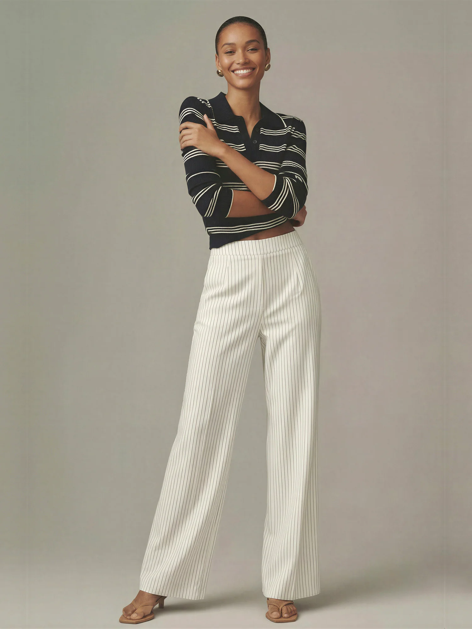 Pin Stripe Wide Leg Pull On Pants - Image 11
