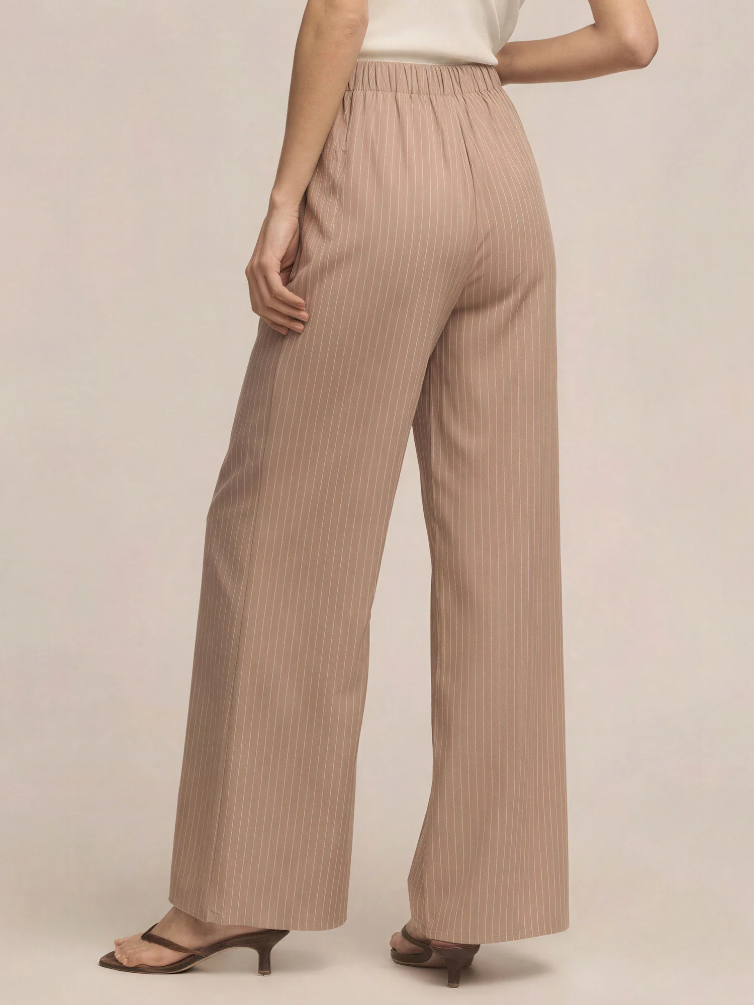 Pin Stripe Wide Leg Pull On Pants - Image 9