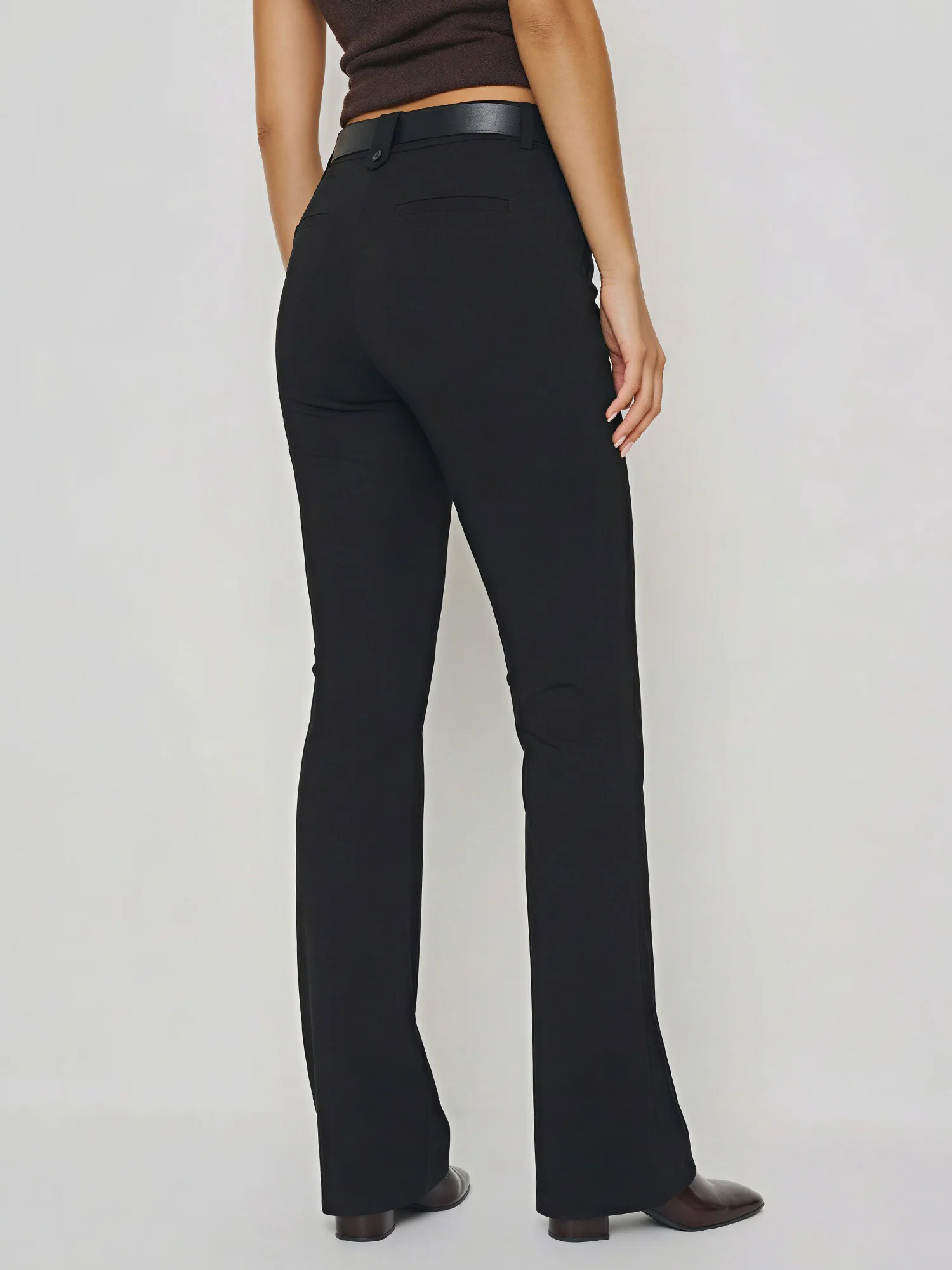 Ponte High Rise Flare Pants With Belt - Image 4