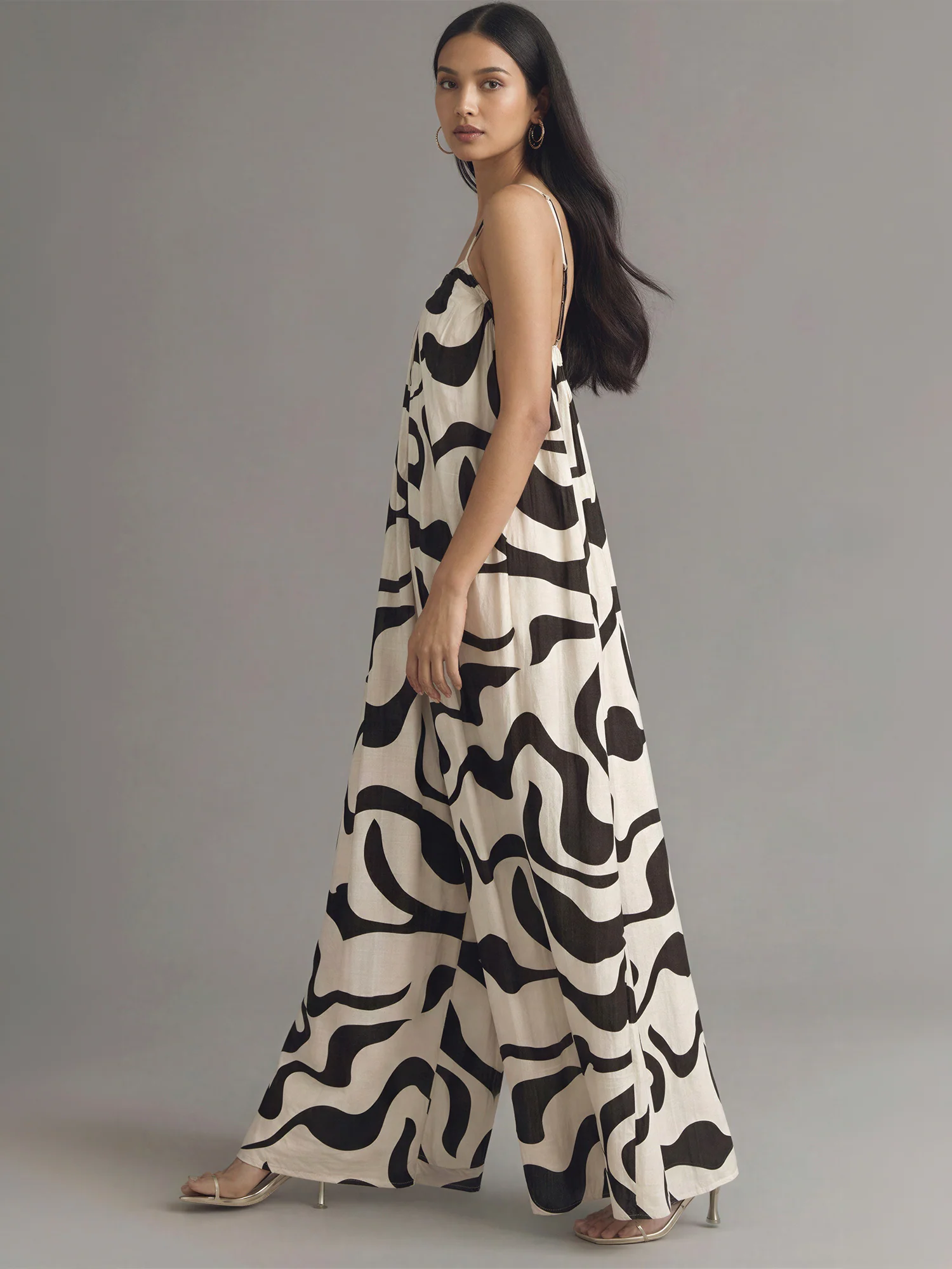 Sleeveless Abstract Print Wide Leg Jumpsuit - Image 3