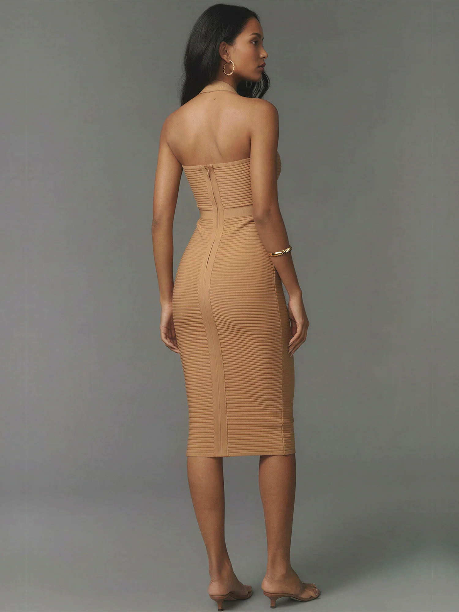 Sleeveless Halter Bandage Midi Dress - Image 4