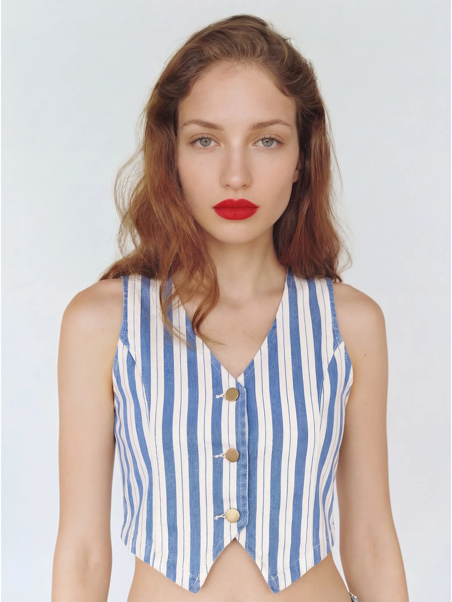 Striped Button Down Vest - Image 4
